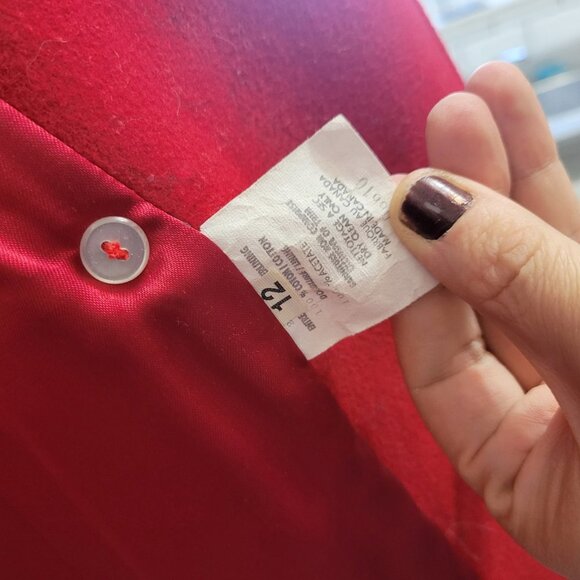 Red Wool Blend Raffinati fitted Maxi Coat long - Picture 8 of 11